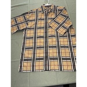 Vintage Style Men's L Multi-color Striped Button Front Pocket Casual Shirt